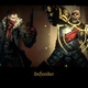 The Man At Arms raises his mace in the air as he protects the Highwayman, gun at the ready.
